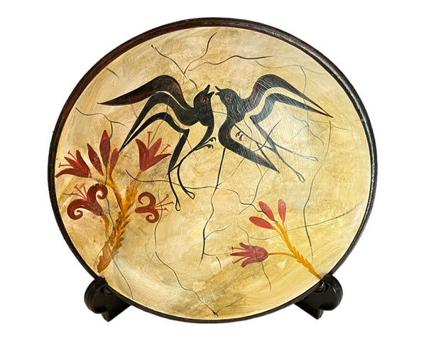 Spring  Fresco, Museum Copy from Akrotiri Santorini Greece ,Ceramic plate 20cm