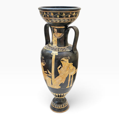 The Muses Greek Amphora 80cm – Large White-Figure Pottery Vase - ifigeneiaceramics
