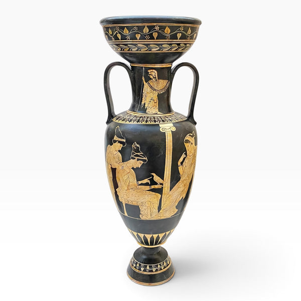 The Muses Greek Amphora 80cm – Large White-Figure Pottery Vase - ifigeneiaceramics