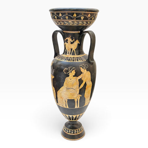 The Muses Greek Amphora 80cm – Large White-Figure Pottery Vase - ifigeneiaceramics