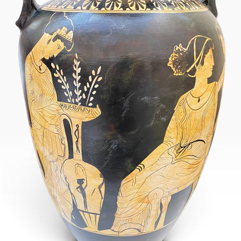 The Muses Greek Amphora 80cm – Large White-Figure Pottery Vase - ifigeneiaceramics