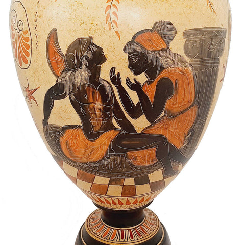 Achille avec Briseis, Hercules avec Centaure, Vase en poterie grecque Amphore 57 cm