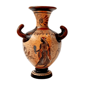 Ancient Greek Amphora 16cm,Multicolored,showing God Apollo and Goddess Artemis - ifigeneiaceramics