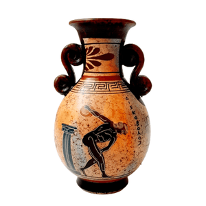 Ancient Greek Amphora 17cm,Multicolored,showing themes from Ancient Olympics - ifigeneiaceramics