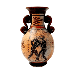 Ancient Greek Amphora 17cm,Multicolored,showing themes from Ancient Olympics - ifigeneiaceramics