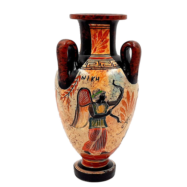 Ancient Greek  Amphora  22cm,Mulitcolored, Shows Europa with the Bull,and Godess Nike - ifigeneiaceramics