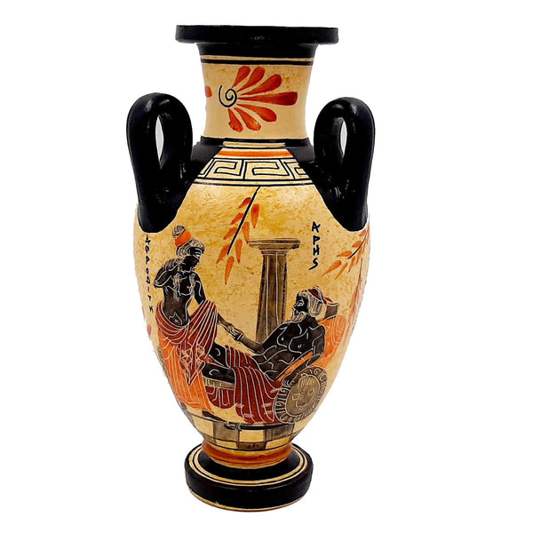 Ancient Greek Amphora 22cm, Showing God Ares and Goddess Aphrodite - ifigeneiaceramics
