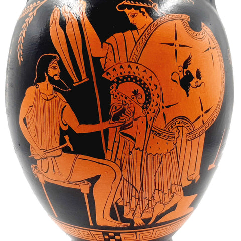 Ancient Greek Amphora,Red Figure Pottery Vase 31cm,God Hephaestus with Thetis,God Dionysus - ifigeneiaceramics