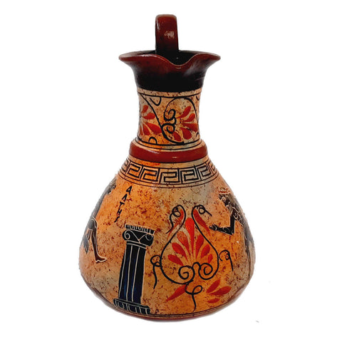 Ancient Greek Jar Vase 19cm,Multicolored,showing themes from Ancient Olympics - ifigeneiaceramics