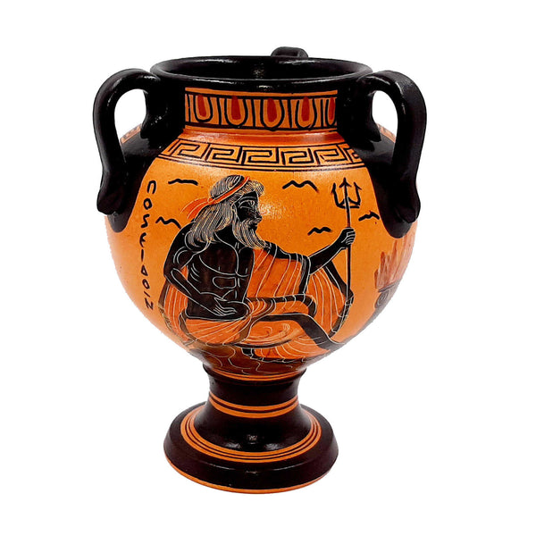 Ancient Greek Vase,  Krater  17cm, Shows God Poseidon and Godess Aphrodite - ifigeneiaceramics