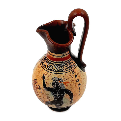 Ancient Greek Oinochoe 16cm,Multicolored,showing themes from Ancient Olympics - ifigeneiaceramics