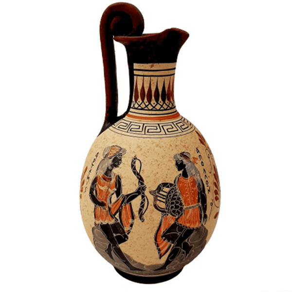 Ancient Greek Jar 24cm, shows Goddess Aphrodite,God Apollon with Goddess Artemis - ifigeneiaceramics