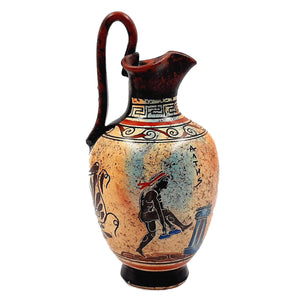Ancient Greek Oinochoe 20cm,Multicolored,showing themes from Ancient Olympics - ifigeneiaceramics