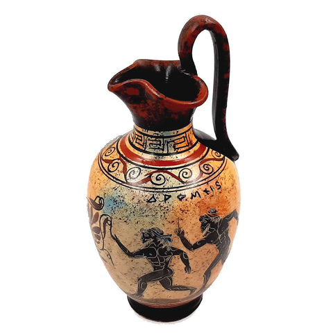 Ancient Greek Oinochoe 20cm,Multicolored,showing themes from Ancient Olympics - ifigeneiaceramics