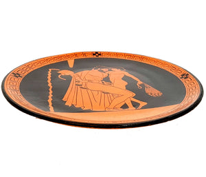 Αρχαιοελληνικό πιάτο 23 εκ., Ερυθρόμορφη ζωγραφιά, δύο αρσενικά διαφορετικών ηλικιών