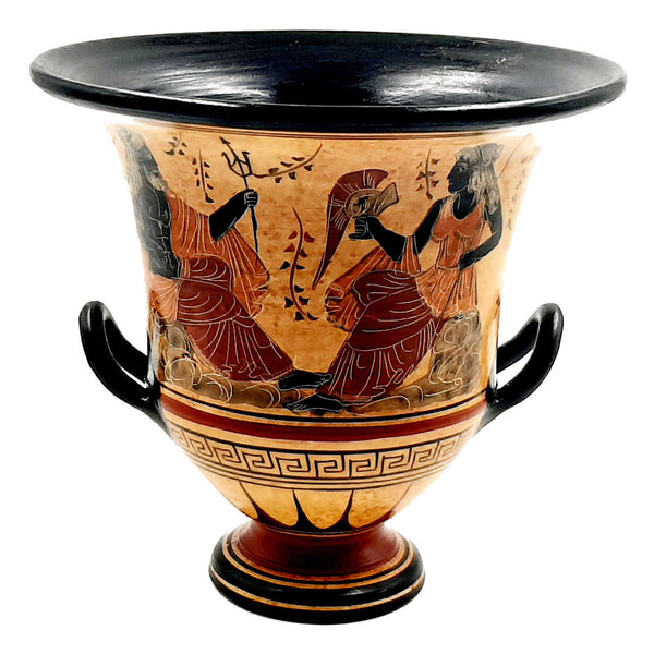 Ancient Greek Pottery Krater 21cm,showing Mythology Olympian Gods - ifigeneiaceramics