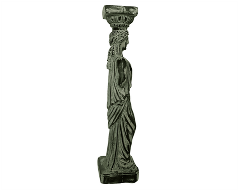 Statue grecque antique d'une cariatide, sculpture en plâtre vert 26 cm