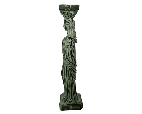 Ancient Greek Statue of a Caryatid, Green Plaster Cast Sculpture 26cm