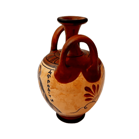 Ancient Greek Vase 13cm,Brown Shades Amphora ,Showing Goddess Aphrodite - ifigeneiaceramics
