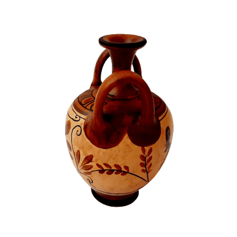 Ancient Greek Vase 13cm,Brown Shades Amphora ,Showing Goddess Aphrodite - ifigeneiaceramics