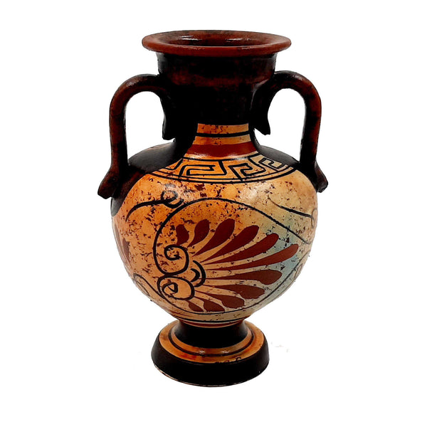 Ancient Greek Vase 13cm,Multicolored Amphora ,Showing God Zeus - ifigeneiaceramics