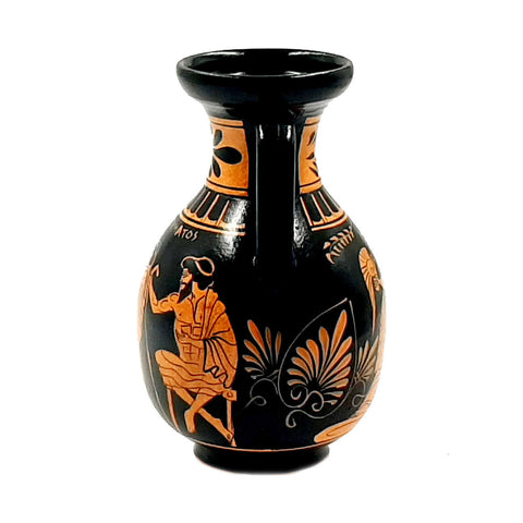 Ancient Greek Vase 17cm,Red Figure Amphora,Showing classroom situation - ifigeneiaceramics
