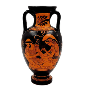 Ancient Greek Vase 22cm,Red figure Amphora,Achilles with Patroclus,Zeus with Ganymede - ifigeneiaceramics