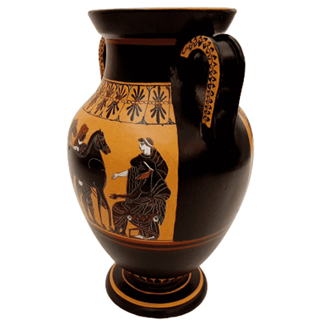 Red -Black Figure Amphora 31cm,Hercules driving Bull to Sacrifice,Museum Replicas - ifigeneiaceramics