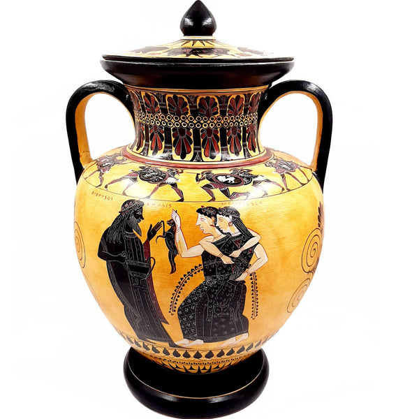Attic Black figure Amphora 46cm ,Amasis Painter,God Dionysus and Maenads,Museum Replicas - ifigeneiaceramics