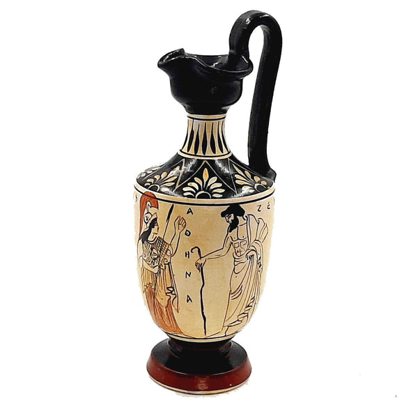Vase grec grenier, Oinochoe 19 cm, montre 3 dieux olympiens