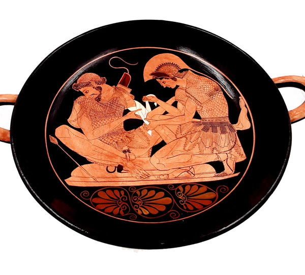 Attic Red-figure kylix 32cm Diameter,Shows Achilles Binds Patroclus,Museum Replicas - ifigeneiaceramics
