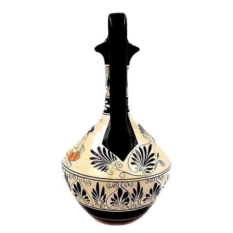 Oinochoe grec, vase en poterie au sol blanc 25cm, Nymphes
