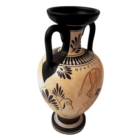 Attic White Ground Amphora 22cm,Shows Achilles,and Hercules fight Nemean Lion