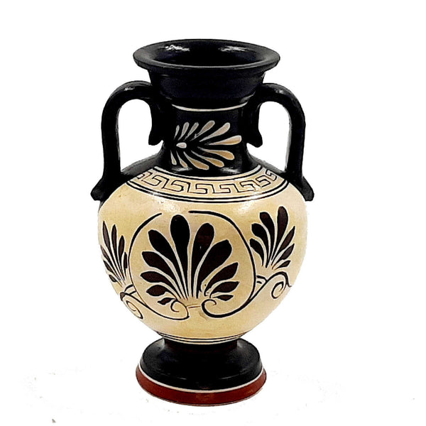 Vase amphore grecque grenier blanc 13 cm, Dieu Poséidon