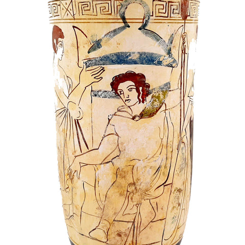 Αττική λήκυθος λευκού εδάφους 41cm,Νεκρός πολεμιστής 430π.Χ. Αντίγραφα του Μουσείου