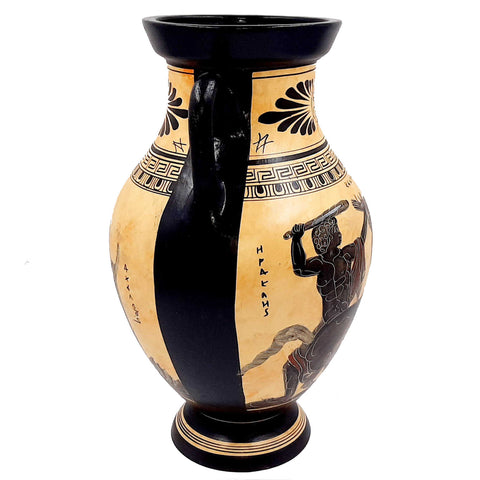 Black Figure Amphora  31cm , Hercules ,Deianira and Centaur Nessus,Achelous - ifigeneiaceramics