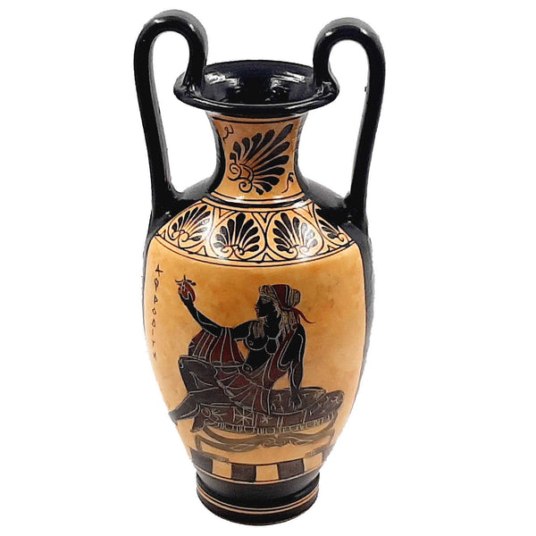 Black Figure Pottery Amphora 30cm,Goddess Aphrodite - ifigeneiaceramics