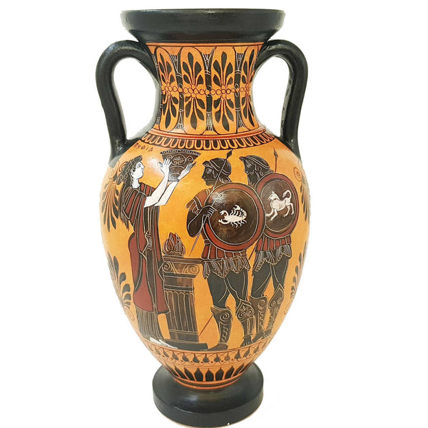 Black figure Pottery Vase,Amphora 31cm, The sacrifice of Iphigeneia - ifigeneiaceramics