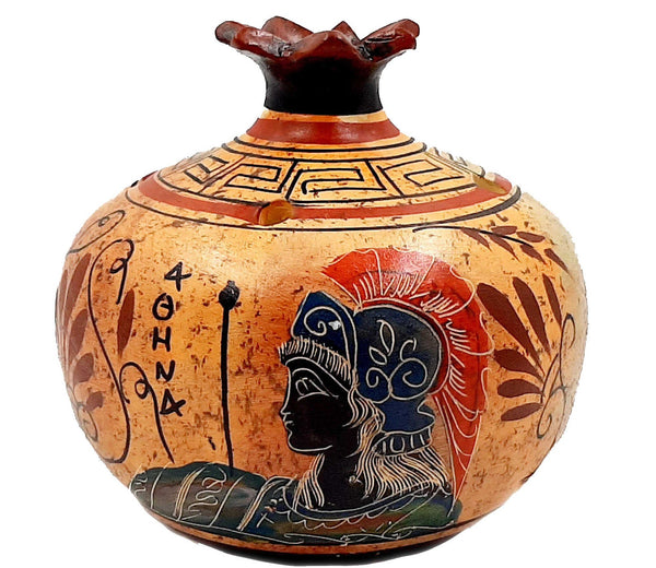 Ceramic Pomegranates 11cm with candle,Multicolor background,God Poseidon,Goddess Athena - ifigeneiaceramics