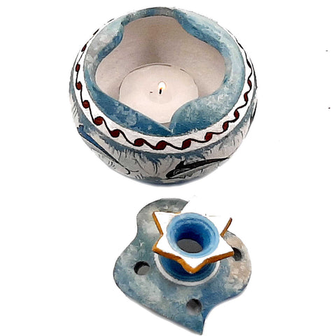 Ceramic Pomegranates 9cm with candle,Minoan Art Pottery - ifigeneiaceramics
