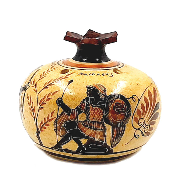 Ceramic Pottery,Pomegranates 11cm with candle,Goddess Artemis with Achilles - ifigeneiaceramics