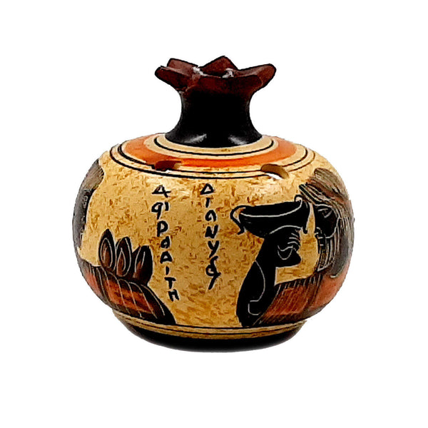 Ceramic Pottery,Pomegranates 9cm with candle,Goddess Aphrodite with God Dionysus - ifigeneiaceramics