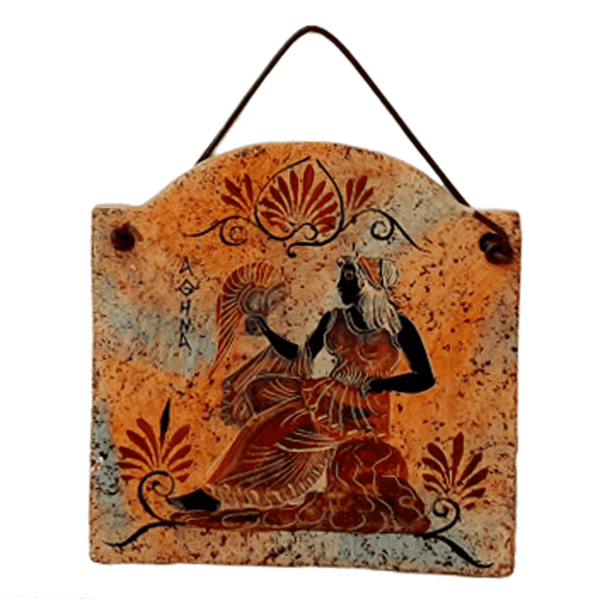 Ceramic Slab 11*12cm ,Ancient Greek pottery,shows Goddess Athena - ifigeneiaceramics