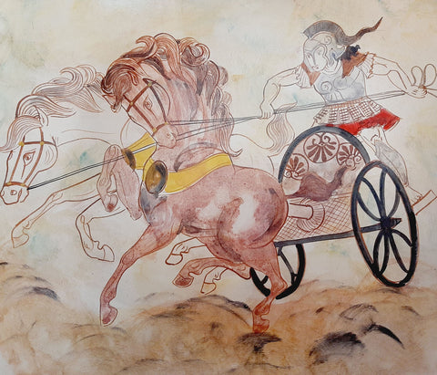 Decorative Tray (28,5x21,5)cm showing Achilles in his Chariot - ifigeneiaceramics