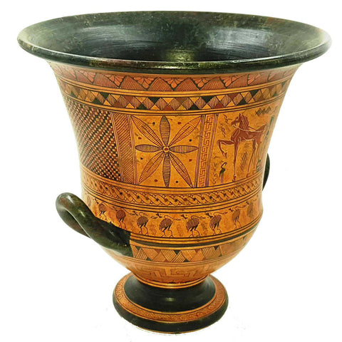 Vase Krater géométrique 26 cm, poterie d’art grec