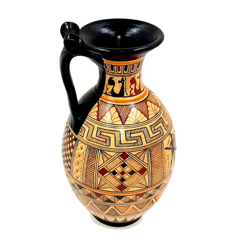 Greek Pottery Vase 22cm ,Prometheus with Eagle,Goddess Artemis - ifigeneiaceramics