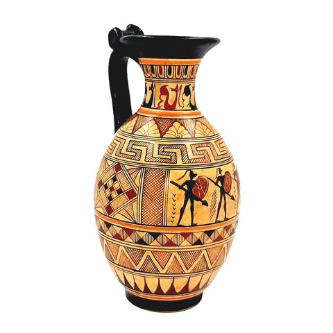Greek Pottery Vase 22cm ,Prometheus with Eagle,Goddess Artemis - ifigeneiaceramics