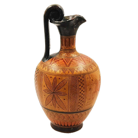 Pot de poterie géométrique 24 cm, vase grec antique