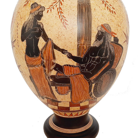 Θεά Αφροδίτη με τον Άρη, Ήφαιστος με Θέτιδα, Βάζο Ελληνικής κεραμικής Αμφορέας 46 εκ.