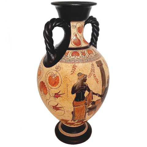 Θεά Αφροδίτη με τον Άρη, Ήφαιστος με Θέτιδα, Βάζο Ελληνικής κεραμικής Αμφορέας 46 εκ.